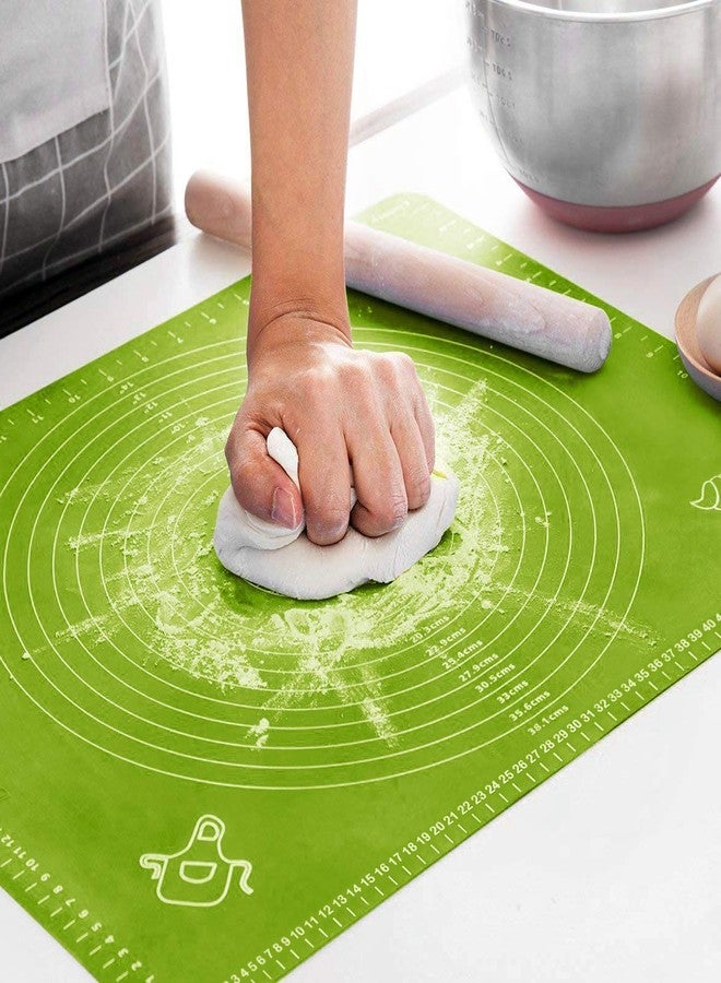 CRIYALE Non-Stick Silicone Reusable Pastry Fondant Dough Roti Chapati Rolling Baking Sheet Mat with Measurments | Roti Mat for Kitchen Platform | Chapati Atta Kneading Mat (Green) - Image 2